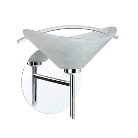 Besa Lighting Hoppi Mini Sconce, Marble/Clear, Chrome Finish, 1x40W Halogen 1SW-181304-CR